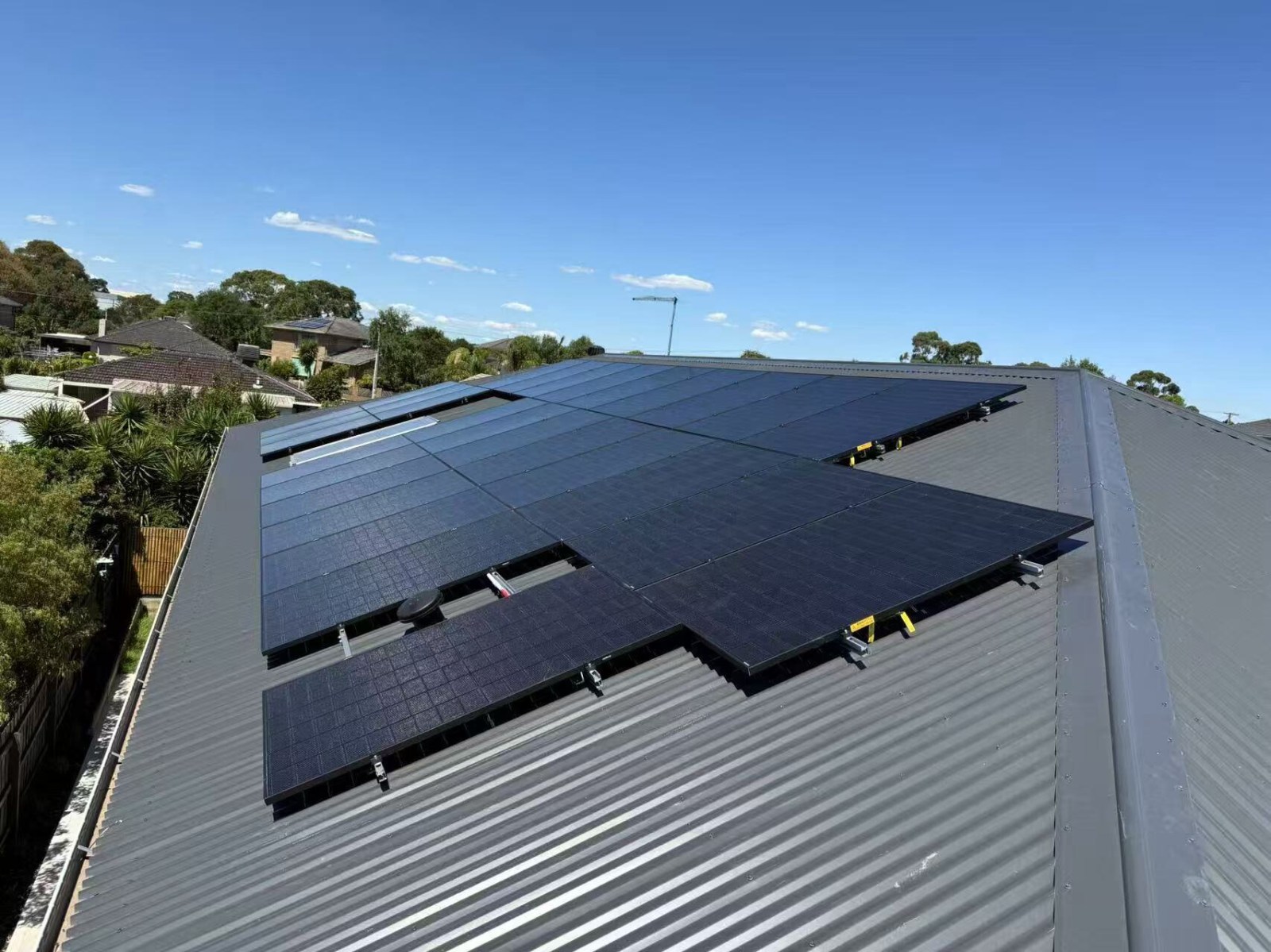 Residential solar panels installed on a Victorian home